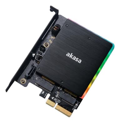 Akasa AK-PCCM2P-03 SSD-sovitin, PCIe - M.2 PCIe/SATA, RGB, musta