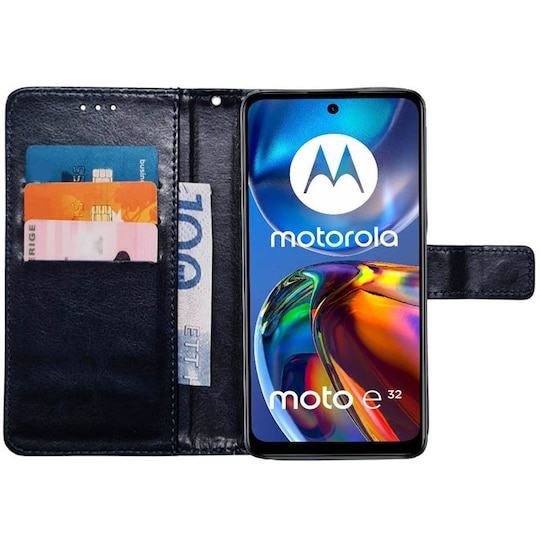 Lompakkokotelo 3-kortti Motorola Moto E32 - Tummansininen