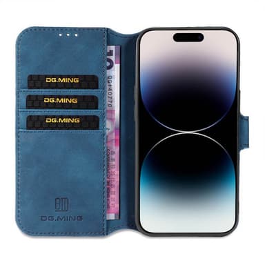 DG-Ming Lompakkokotelo 3-kortti Apple iPhone 14 Pro - Sininen