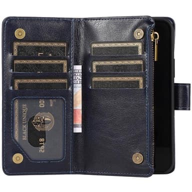 Kaksoiskäänto Zipper 9-kortti Apple iPhone 14 Pro Max - Sininen