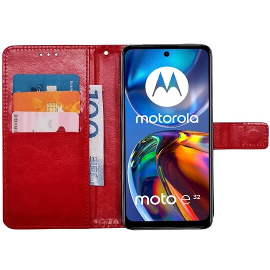 Lompakkokotelo 3-kortti Motorola Moto E32 - Punainen
