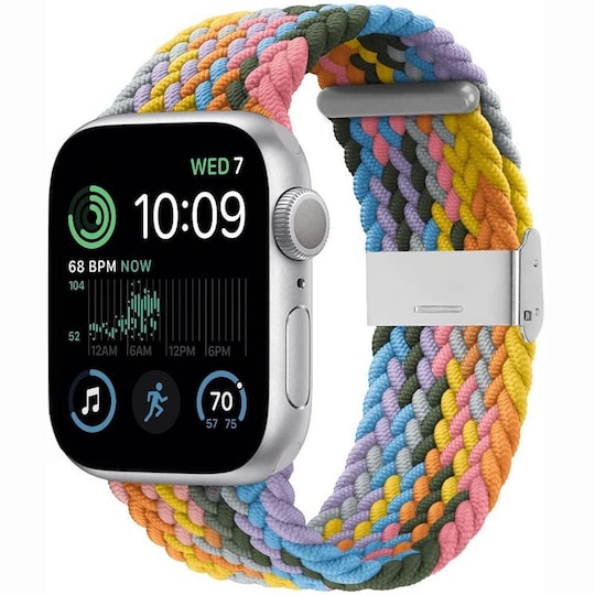 Punottu elastinen rannekoru Apple Watch SE 2022 44mm - light rainbow