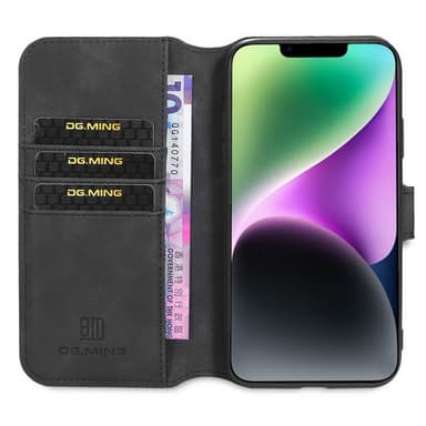 DG-Ming Lompakkokotelo 3-kortti Apple iPhone 14 - Musta