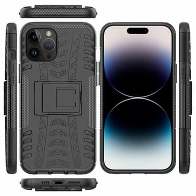 Iskunkestävä kuori jalustalla Apple iPhone 14 Pro - Musta