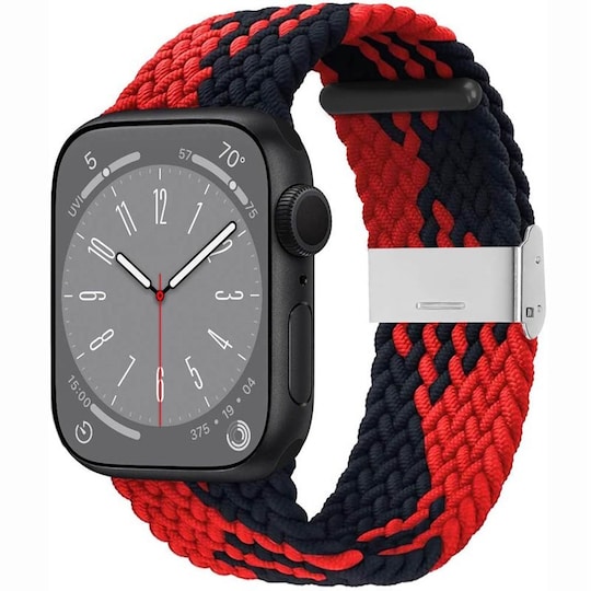 Punottu elastinen rannekoru Apple Watch 8 (45mm) - Punainen/Musta