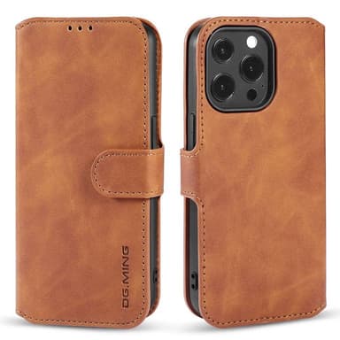 DG-Ming Lompakkokotelo 3-kortti Apple iPhone 14 Pro Max - Ruskea