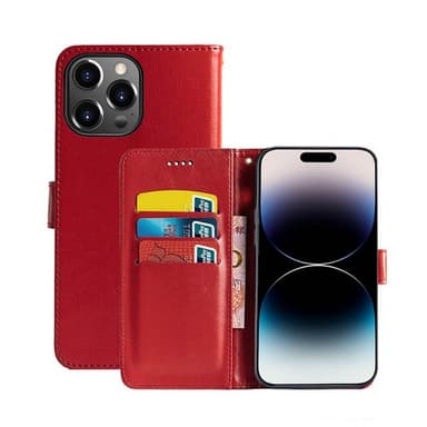 Lompakkokotelo 3-kortti Apple iPhone 14 Pro - Punainen