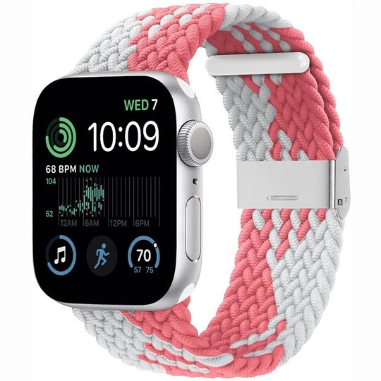Punottu elastinen rannekoru Apple Watch SE 2022 40mm - pinkwhite