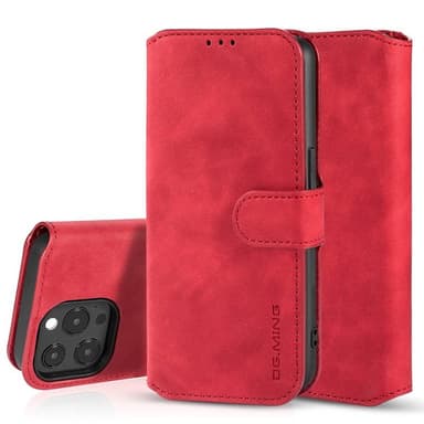 DG-Ming Lompakkokotelo 3-kortti Apple iPhone 14 Pro - Punainen
