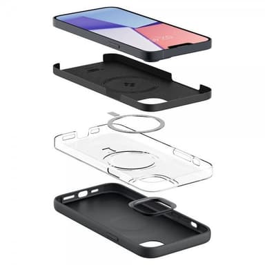 Spigen iPhone 14 Kuori Silicone Fit MagFit Musta