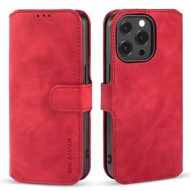 DG-Ming Lompakkokotelo 3-kortti Apple iPhone 14 Pro - Punainen