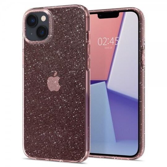 iPhone 14 Kuori Liquid Crystal Glitter Rose Quartz