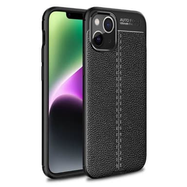 Nahkakuvioitu TPU kuori Apple iPhone 14 - Musta