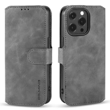 DG-Ming Lompakkokotelo 3-kortti Apple iPhone 14 Pro Max - Harmaa