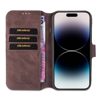DG-Ming Lompakkokotelo 3-kortti Apple iPhone 14 Pro Max - Coffe