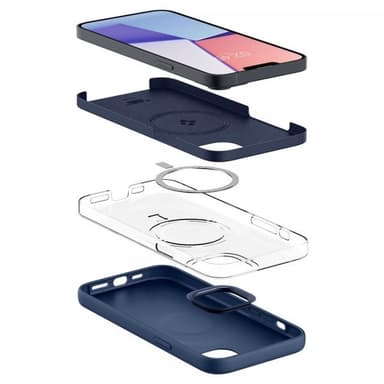 Spigen iPhone 14 Kuori Silicone Fit MagFit Navy Blue