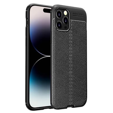 Nahkakuvioitu TPU kuori Apple iPhone 14 Pro - Musta