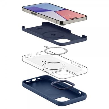 Spigen iPhone 14 Pro Kuori Silicone Fit MagFit Navy Blue