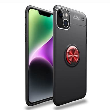 Slim Ring kotelo Apple iPhone 14 - Musta/Punainen