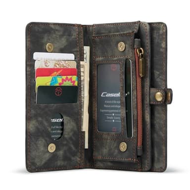 CaseMe Lompakkokotelo 11-kortti Apple iPhone 14 Pro - Musta/Harmaa