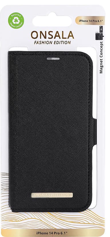 Onsala Apple iPhone 14 Pro lompakkokotelo (keskiyön musta)