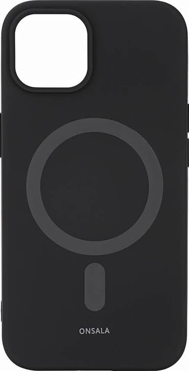 Onsala Silicone MagSeries iPhone 14 Plus suojakuori (musta)