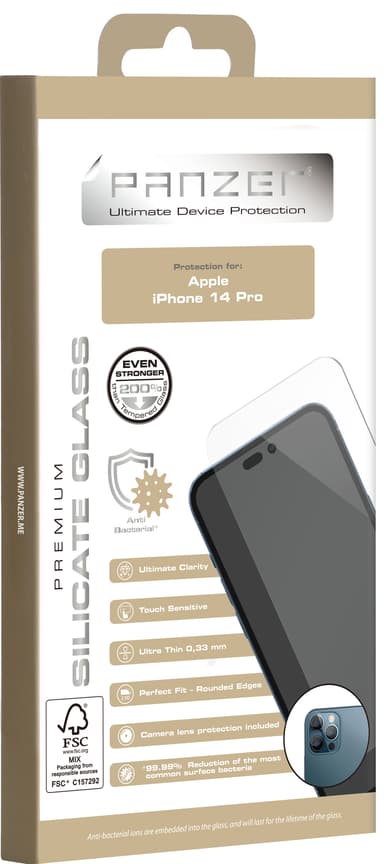 Panzer Full-Fit Silicate iPhone 14 Pro näytönsuoja