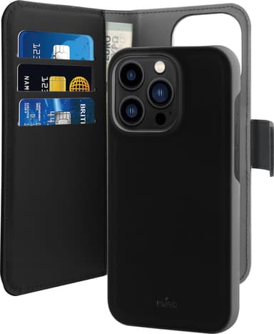 Puro 2in1 lompakkokotelo iPhone 14 Pro Max (musta)