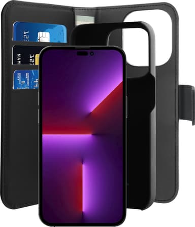 Puro 2in1 lompakkokotelo iPhone 14 Pro Max (musta)