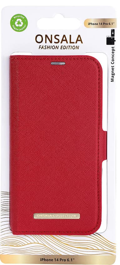 Onsala Apple iPhone 14 Pro lompakkokotelo (punainen)