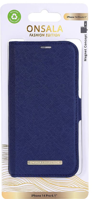 Onsala Apple iPhone 14 Pro lompakkokotelo (laivastonsininen)