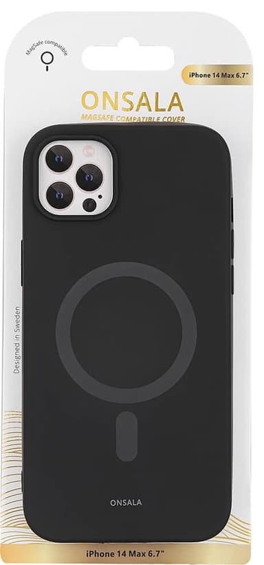 Onsala Silicone MagSeries iPhone 14 Plus suojakuori (musta)