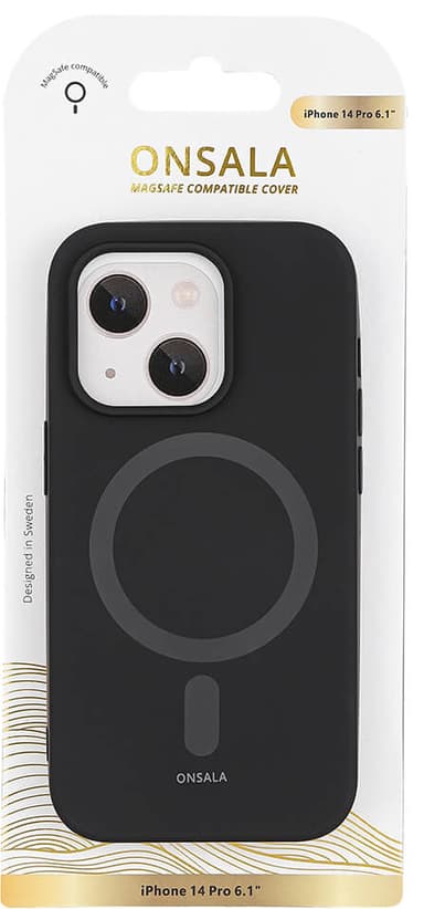Onsala Silicone MagSeries iPhone 14 Pro suojakuori (musta)
