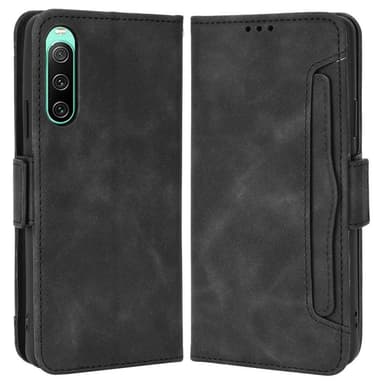 SKALO Sony Xperia 10 IV 6-lokeroa Lompakkokotelo - Musta