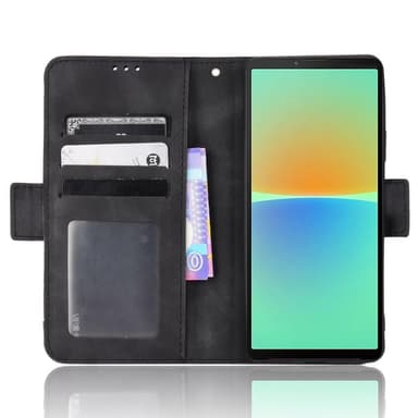 SKALO Sony Xperia 10 IV 6-lokeroa Lompakkokotelo - Musta