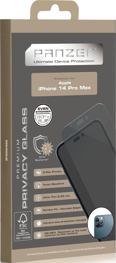 Panzer yksityisyyssuoja iPhone 14 Pro Max (musta)
