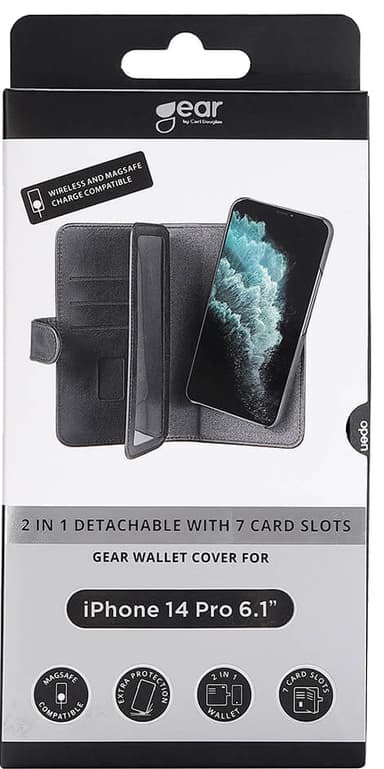 Gear 2in1 MagSeries iPhone 14 Pro lompakkokotelo (musta)
