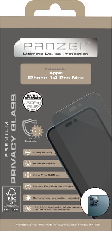 Panzer yksityisyyssuoja iPhone 14 Pro Max (musta)