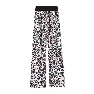 Pehmeät housut Leopardikuvio valkoinen / musta / ruskea (XXXL)