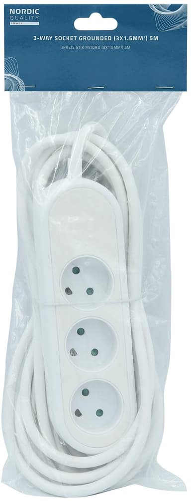 Nordic Quality Power 3-tie pistorasia maadoitettu (D), 5m