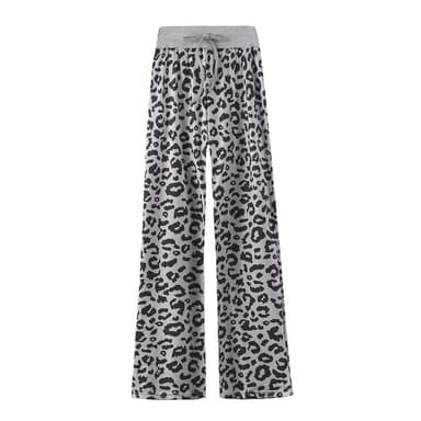 Pehmeät housut Leopardikuvio harmaa / musta (XXXL)