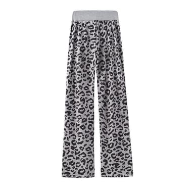 Pehmeät housut Leopardikuvio harmaa / musta (XXXL)