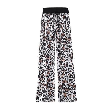 Pehmeät housut Leopardikuvio valkoinen / musta / ruskea (XXXL)