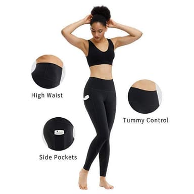 Leggingsit korkea vyötärö jooga kunto musta (M)