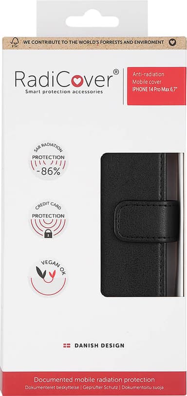 Radicover Flipcase lompakkokotelo 14 Pro Max (musta)