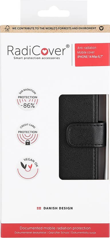 Radicover Flipcase lompakkokotelo iPhone 14 Plus (musta)
