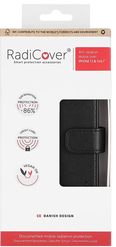 Radicover Flipcase lompakkokotelo iPhone 14 (musta)