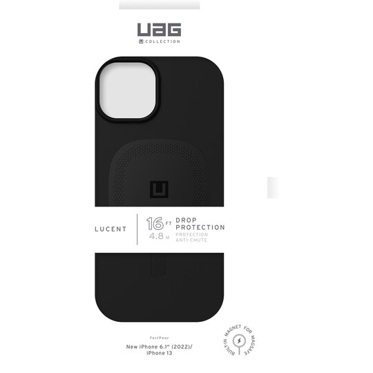 U by UAG Lucent 2.0 Magsafe iPhone 14 suojakuori (musta)