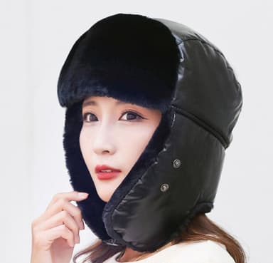 Unisex Winter Trooper Trapper Hat Metsästyskorvaläppä tuulenpitävällä maskilla Musta