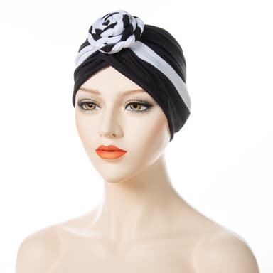 Valmiiksi sidottu solmu Bonnet Beanie Hat puuvilla/silkkimusta